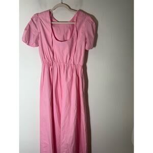 Greylin Classic Pink Puff Sleeve Cotton Maxi Dress Sz S